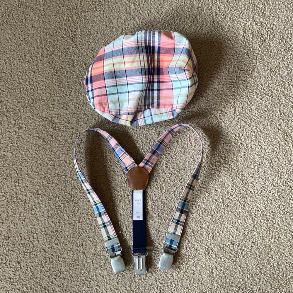 Lot Janie & Jack 2T to 3 cap & suspenders